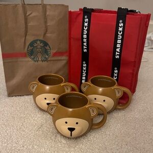 Starbucks Brown Bear Mugs Trio. Brand new.